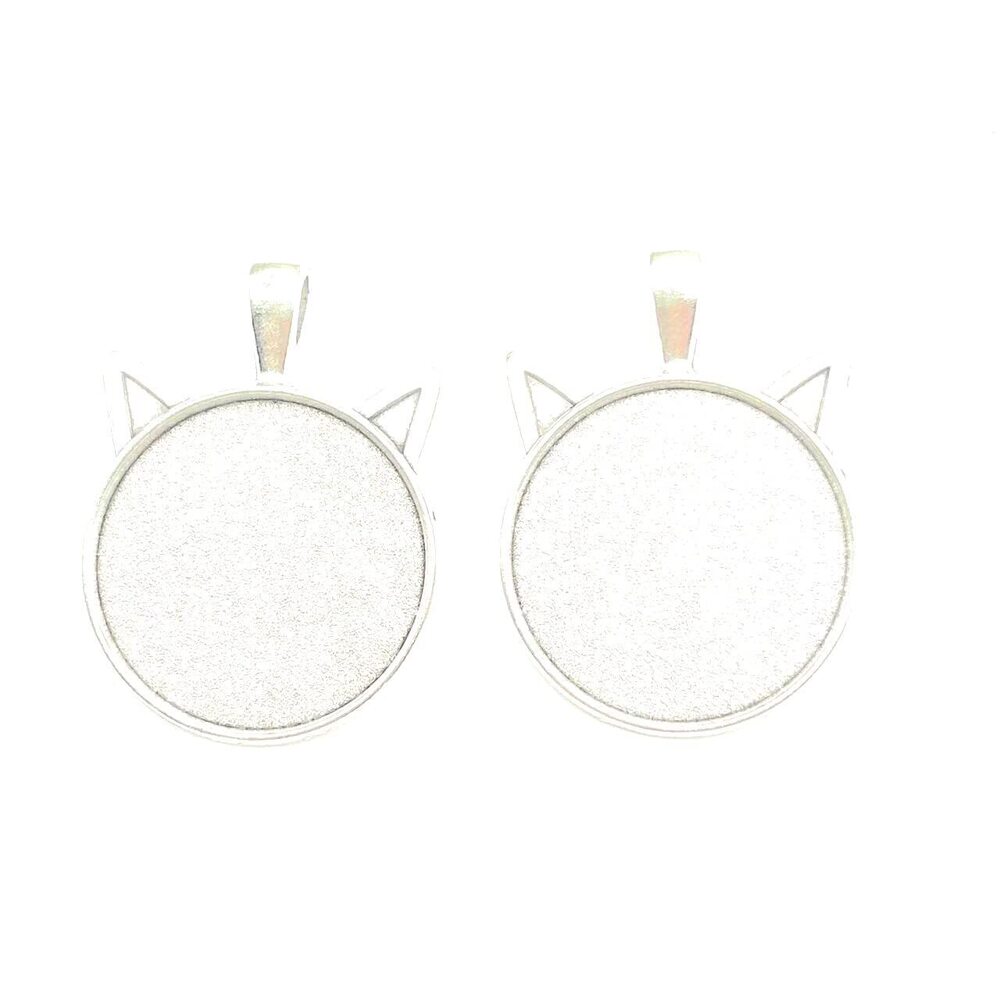 2848 15PC Antique Silver Cat Ear Tray Charms Pendants for Jewelry Bracelet